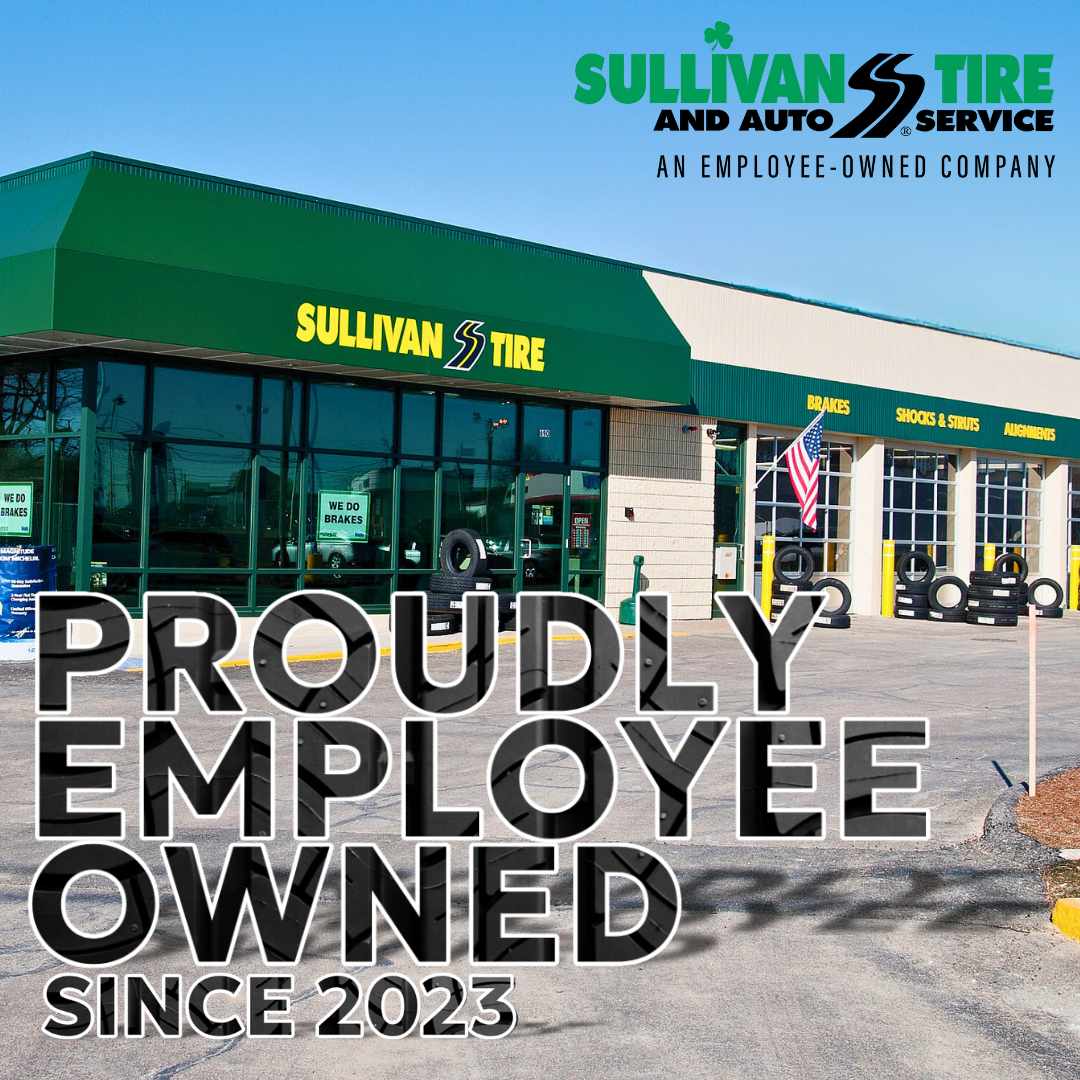 An image of a Sullivan Tire storefront with the text "PROUDLY EMPLOYEE OWNED" and "SINCE 2023"