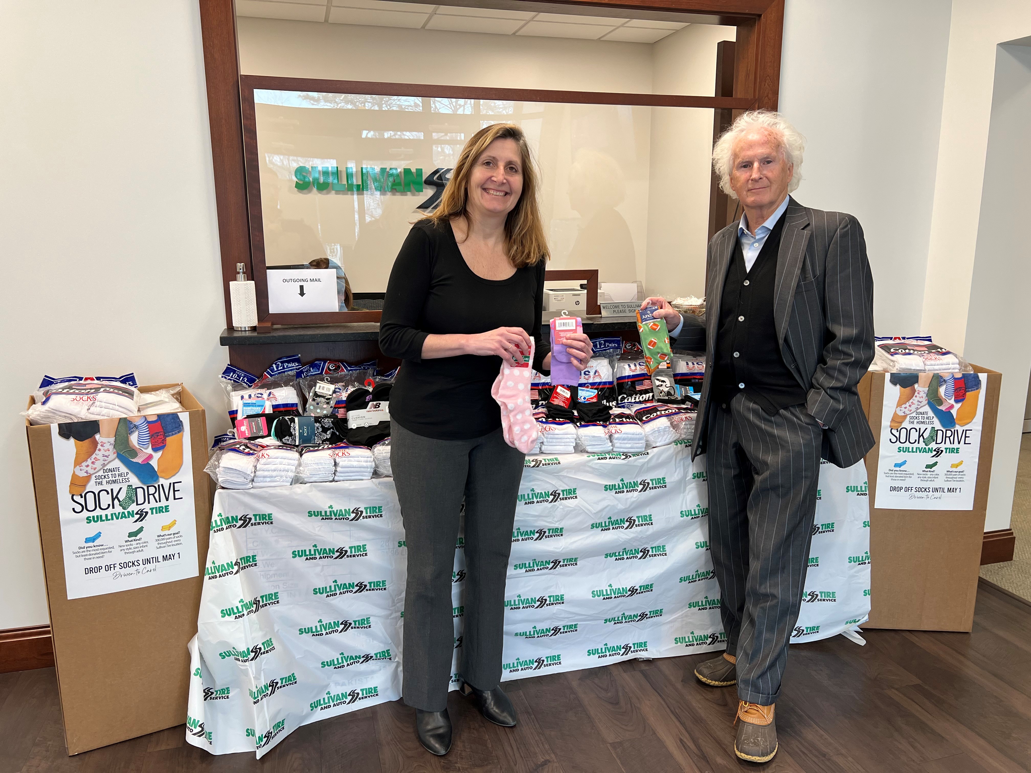 Paul Sullivan with sock display in Norwell Office