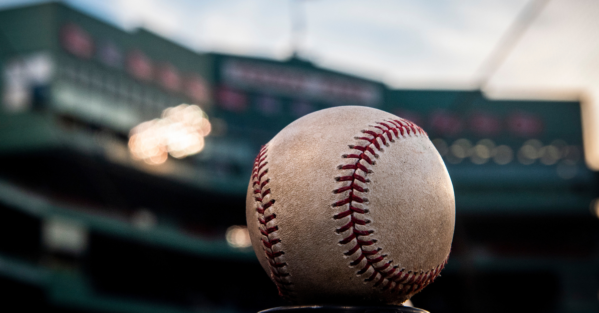 Baseball on the field in Fenway Park